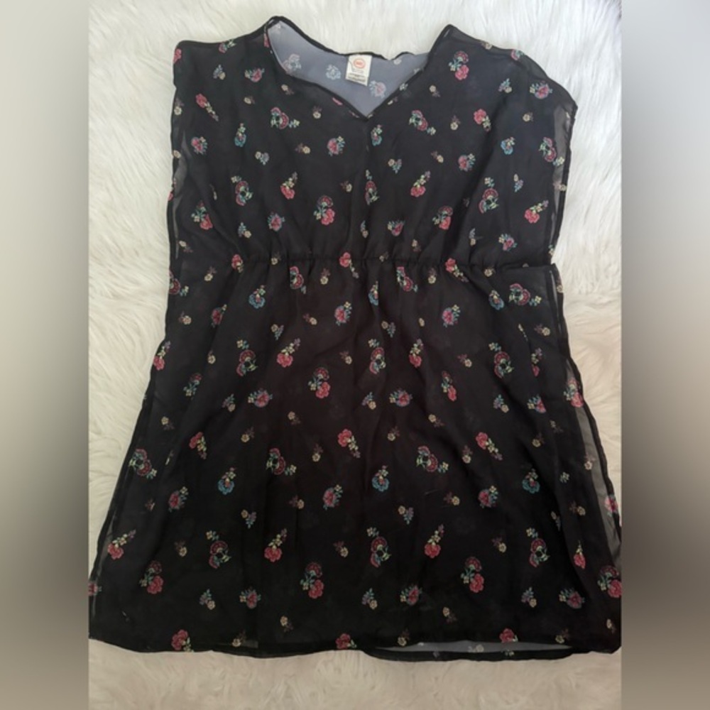 Wonder Nation Black Floral Kids Swim Coverup